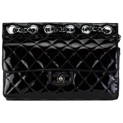 Chanel Classic Flap Supermodel Super Rare Quilted Black Patent Leather