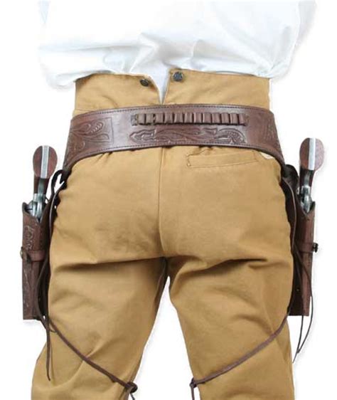 4445 Cal Western Gun Belt And Holster Double Chocolate Brown