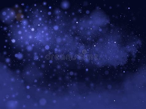 Magic Night With Sparkling Stars On Dark Blue Sky Background Stock