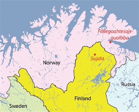 Northern Lapland With National Borders Showing The Location Of The