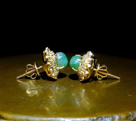 Maybe you would like to learn more about one of these? Antique Emerald Diamond Stud Earrings 18k | Gem Gardener
