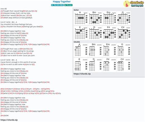 Chord Happy Together The Jam Tab Song Lyric Sheet Guitar