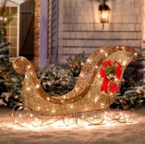 Christmas Outdoor Lighted Santa Glittering Sleigh Yard