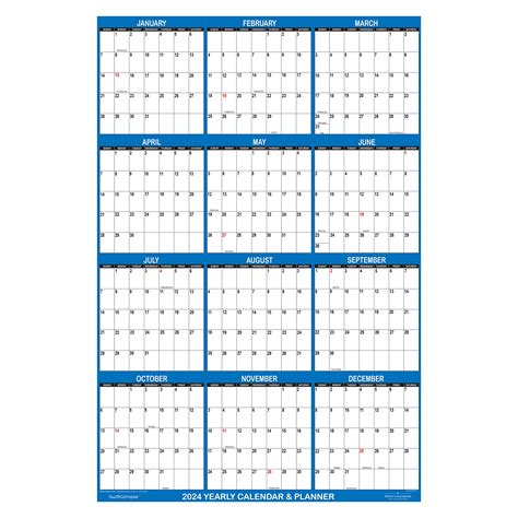 24 X 36 Swiftglimpse 2024 Wall Calendar Erasable Large Wet And Dry