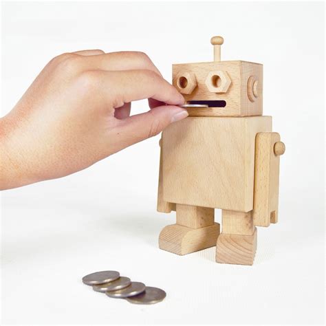 Ships free orders over $39. Mr. Manny Wooden Robot Coin Bank by Carpenter | Furniture ...