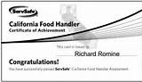 Washington State Online Food Handlers Card Images