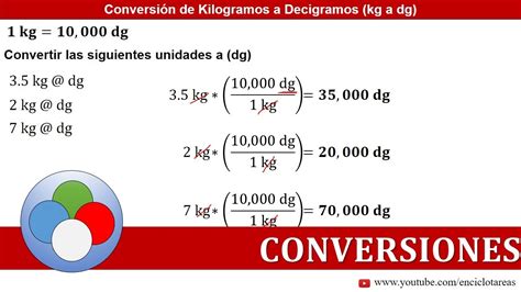 Kilogramos A Decigramos Kg A Dg Conversiones Youtube