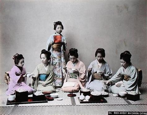 Young Japanese Girls Eating Noodles C1 Japanese School 20th Century