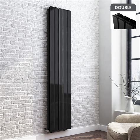 Ibathuk 1800 X 382 Vertical Column Designer Radiator Gloss Black