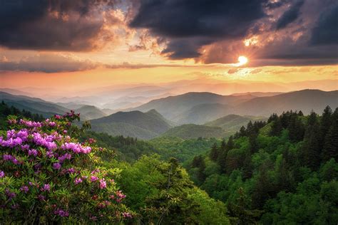 Nc Great Smoky Mountains Cherokee North Carolina Summer Sunset National