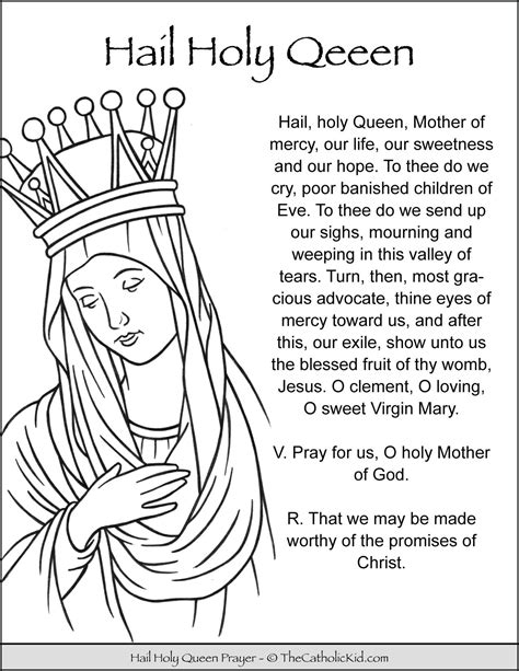Printable pdf hail, holy queen, mother of mercy, hail, our life, our sweetness and our hope. Pin on Catholic Coloring Pages for Kids