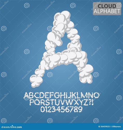 White Cloud Alphabet And Numbers Vector Stock Vector Illustration Of