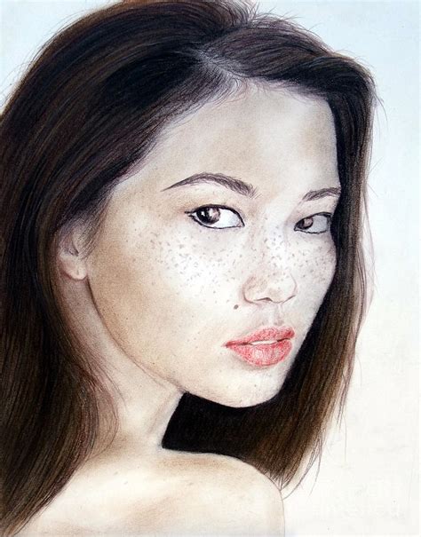 Freckle Faced Asian Model Drawing By Jim Fitzpatrick