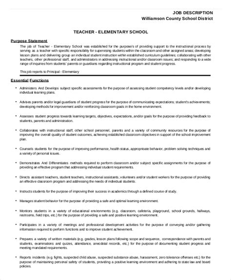12 Teacher Job Descriptions Free Sample Example Format