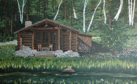 Interpreted paintings based on the masters' works of sung kim.this log cabin retreat needs about 14 if you're not happy with sung kim log cabin retreat that you made on paintinghere.com, for. Log Cabin By The Lake Painting by Anne Shaughnessy