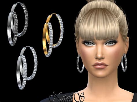Crystal Encrusted Hoop Earrings Found In Tsr Category Sims 4 Female
