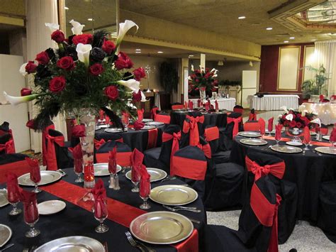 red and black wedding reception | Black and gold party decorations, Red