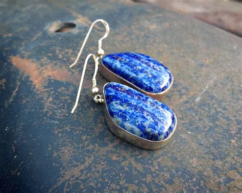 Navajo Peter Johnson Lapis Lazuli Dangle Earrings For Women Native