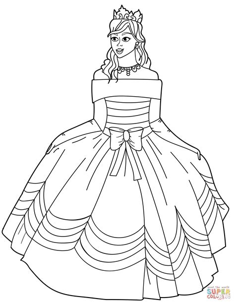 Princess Dress Coloring Pages Coloring Home