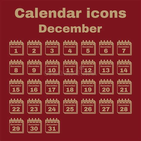 The Calendar Icon December Symbol Stock Vector Illustration Of