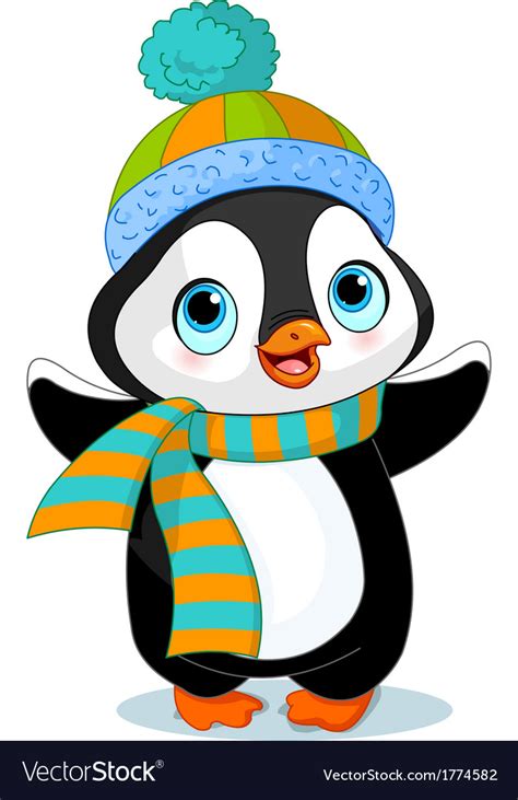 Cute Winter Penguin Royalty Free Vector Image Vectorstock