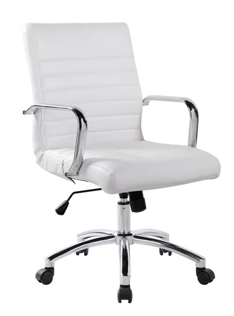 Realbiz Mid Back Ribbed Faux Leather Office Chair Pure White Walmart