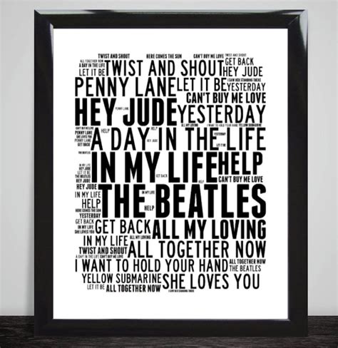 The Beatles Music Song Titles Lyrics Wall Art Print Poster Etsy