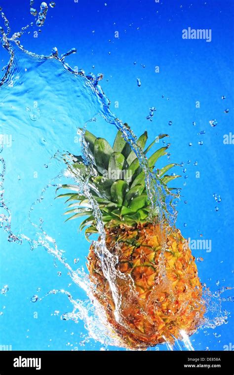 Water Splash Pineapple Stock Photo Alamy