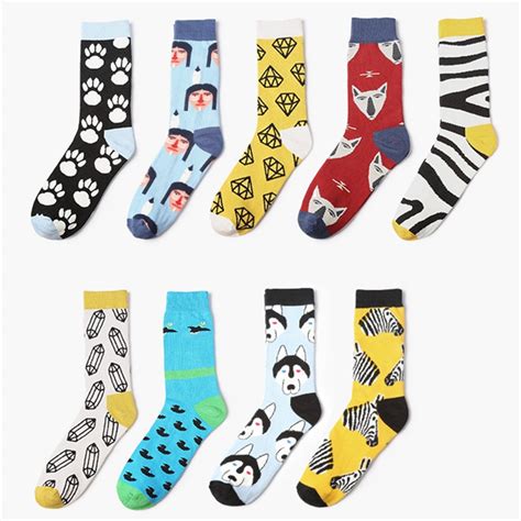 1pair Happy Socks 12 Styles Colorful Combed Cotton Brand Men Crew Socks