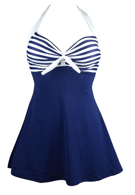 Cocoship Vintage Sailor Pin Up Swimsuit One Piece Skirtini Cover Up Swimdressfba
