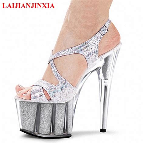 Laijianjinxia Colorful Sexy 15 Cm High Heeled Shoes Crystal Sandals 6 Inch High Heels Clear