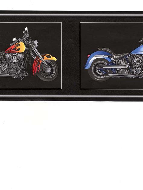 Harley Davidson Motorcycles Orange Black Silver Wallpaper Border New