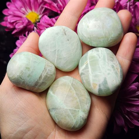 Green Moonstone Crystal Garnierite Palm Stone Green Etsy