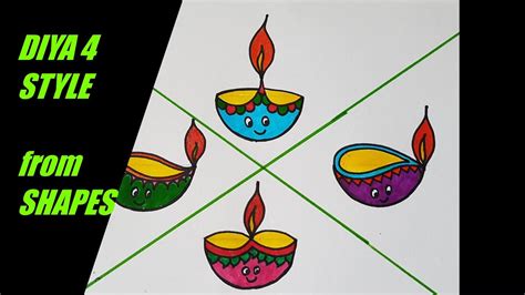 Cute And Easy Diya From Semicircle How To Draw Simple Diya With