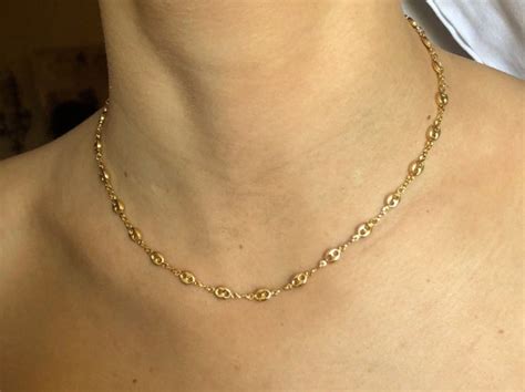 18k Gold Filled Gucci Chain Necklace Gold Chain Necklace Etsy