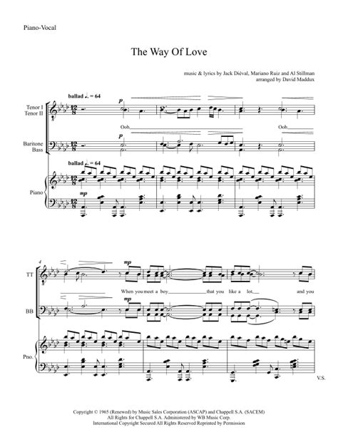 The Way Of Love Arr David Maddux Sheet Music Cher Ttbb Choir