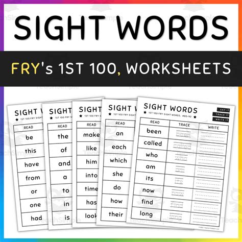Fry Sight Words Worksheets And Activities 1 100 Set 4 By Teach Simple