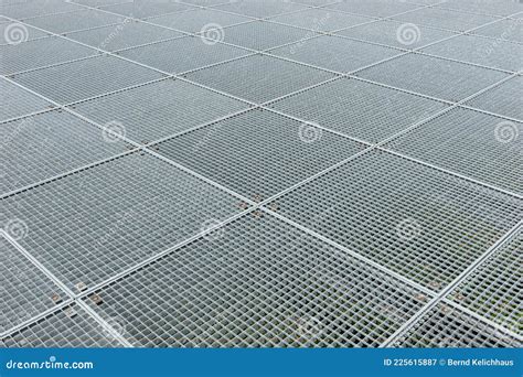 Grating Platform Square Industrial Galvanized Metal Grid Stock Image
