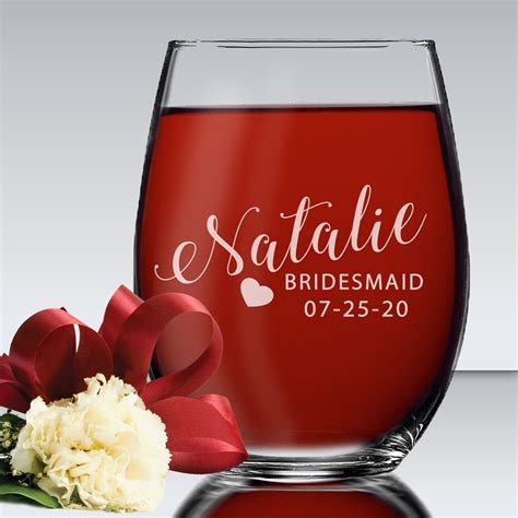 Personalized Stemless Wine Glass Bridesmaid T Custom Etsy