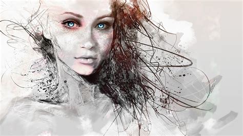 Wallpaper Face Drawing Illustration Digital Art Photoshop Women Portrait Fantasy Art