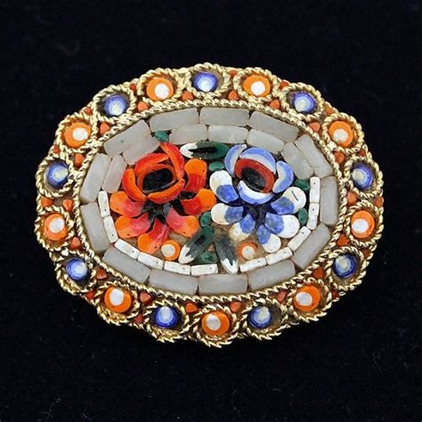 Vintage Antique Micro Mosaic Italian Pin By Terriannsoriginals Micro