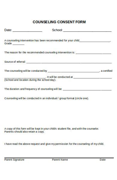 Free 8 Counseling Consent Forms In Pdf Ms Word