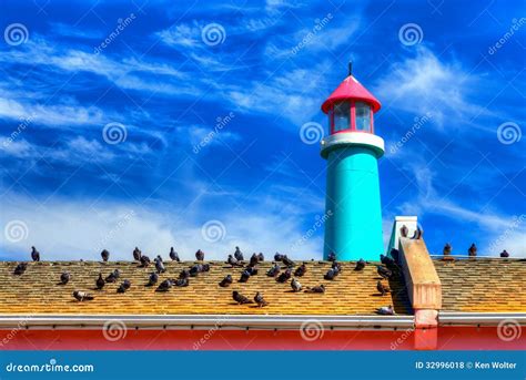 Lighthouse Against Blue Sky Stock Photo Image Of Port Roof 32996018