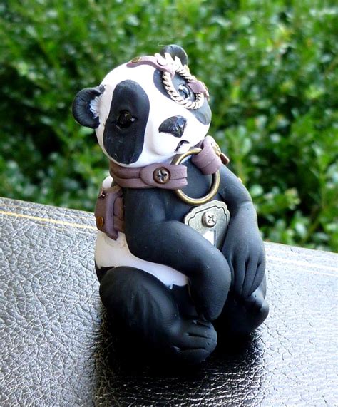 Polymer Clay Steampunk Panda Sculpture By Mysticreflections Polymer