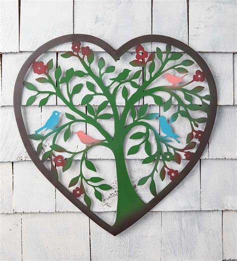 Hand Painted Metal Indoor Outdoor Wall Art With Tree Of Life Design
