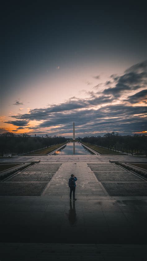 Empty Sunrise At The Lincoln Memorial Reflecting Pool Washington Dc