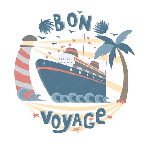 Premium Vector Bon Voyage Postcard
