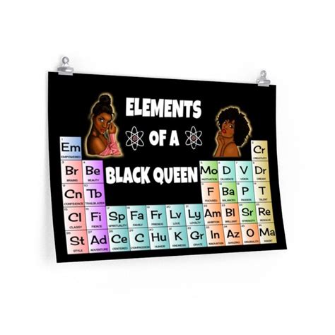 Black Queen Elements African American Art Periodic Table Etsy