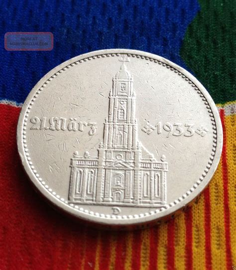 Ww2 German 5 Mark Silver Coin 1934 D Garrisonkirche Third Reich Reichsmark