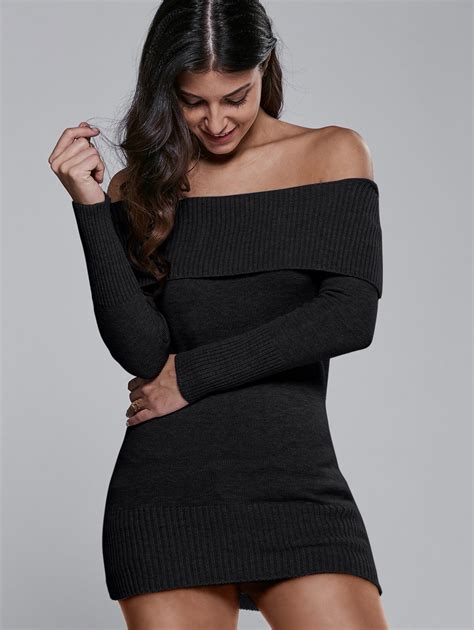 off the shoulder slimming sweater dress black sweater dresses zaful